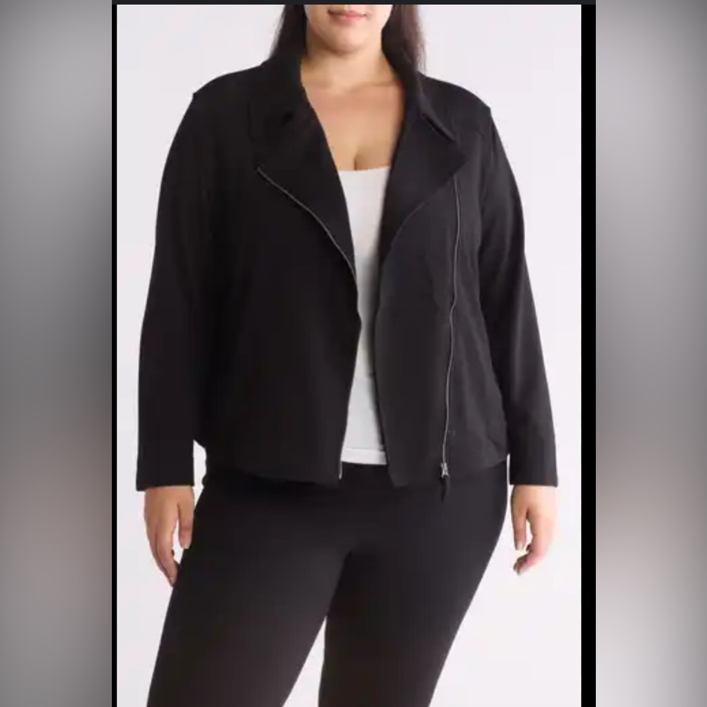 Max Studio Black Knit Twill Jacket Size 2x